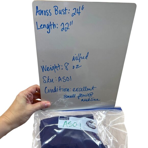 Wilfred Blue Knit Short Sleeve Side Slit Top Size Large - Picture 10 of 10